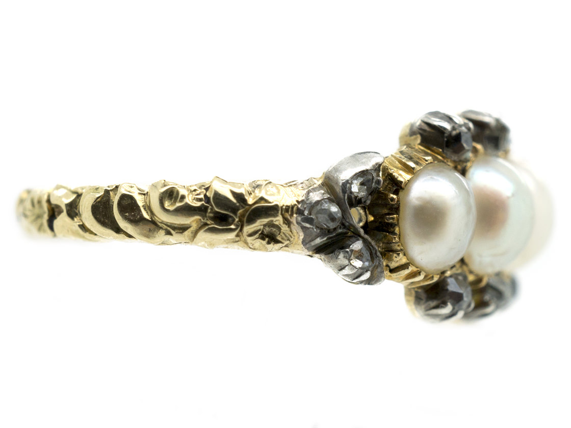 Regency Style Rings Regency Natural Pearl & Diamond Ring (197G) | The Antique Jewellery Company