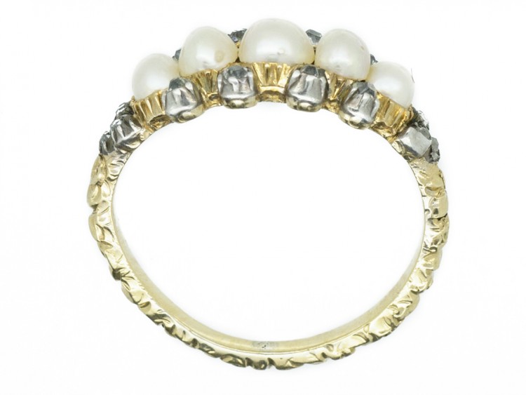 Regency Natural Pearl & Diamond Ring