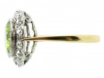 Edwardian Peridot & Diamond Cluster Ring