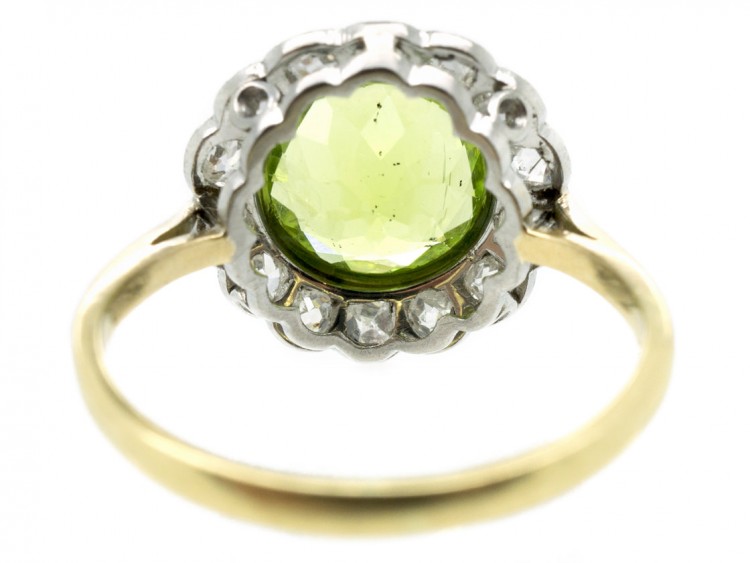 Edwardian Peridot & Diamond Cluster Ring