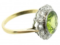 Edwardian Peridot & Diamond Cluster Ring