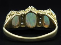 Victorian 18ct Gold Triple Opal & Diamond Ring
