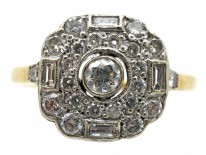Art Deco 18ct Gold & Diamond Hexagonal Ring