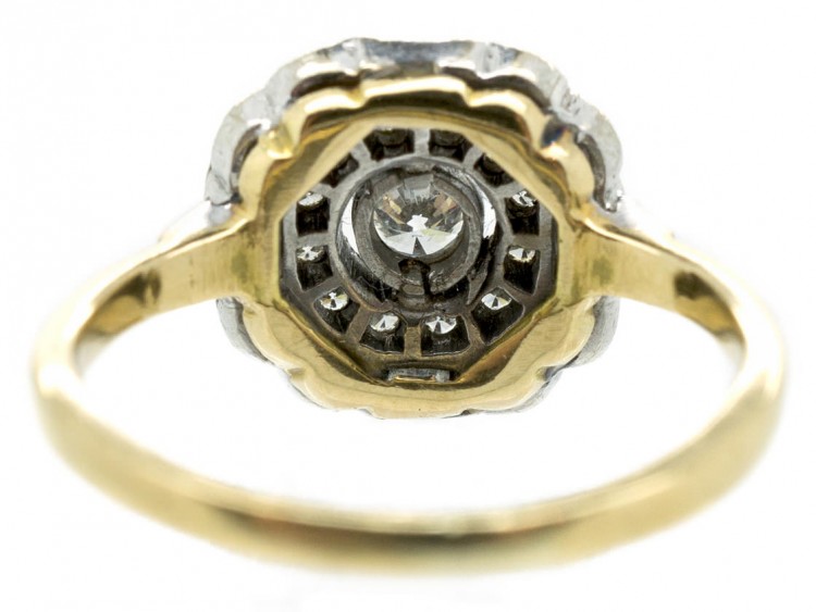 Art Deco 18ct Gold & Diamond Hexagonal Ring