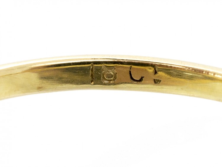Art Deco 18ct Gold & Diamond Hexagonal Ring