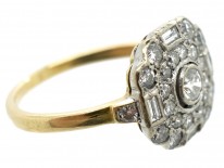 Art Deco 18ct Gold & Diamond Hexagonal Ring
