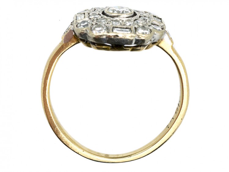 Art Deco 18ct Gold & Diamond Hexagonal Ring