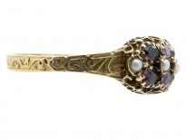 Victorian 15ct Gold Almandine Garnet & Natural Split Pearl Ring