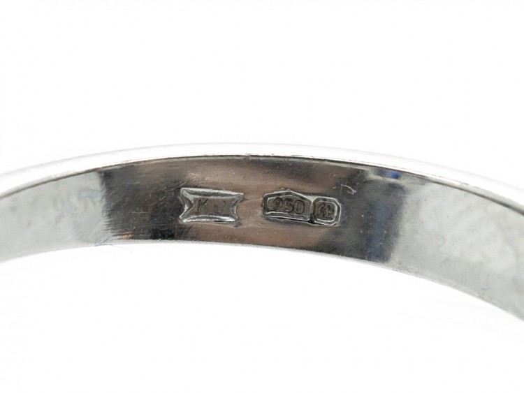 Rectangular Cut Sapphire & Diamond Platinum Ring