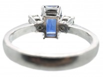 Rectangular Cut Sapphire & Diamond Platinum Ring