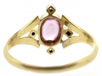 Edwardian Morganite & Rose Diamond 15ct Gold Ring