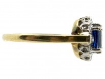 Sapphire & Baguette & Round Diamond Ring