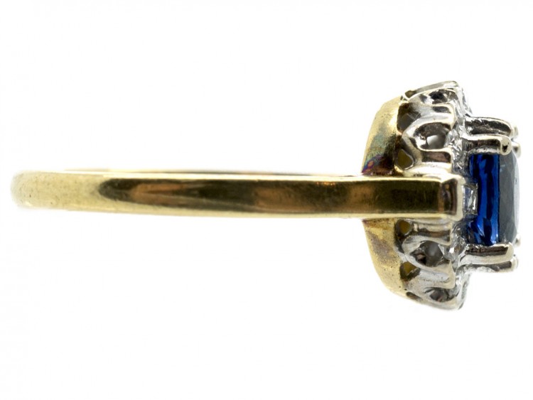 Sapphire & Baguette & Round Diamond Ring