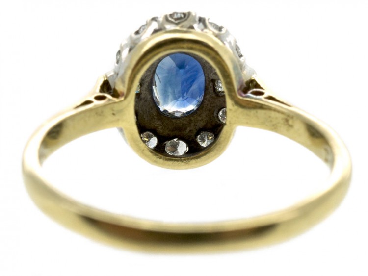 Sapphire & Baguette & Round Diamond Ring
