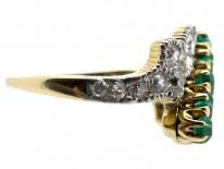 Edwardian 18ct Gold & Platinum Emerald & Diamond Diagonal Ring