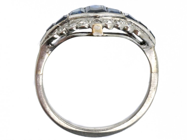 Art Deco Platinum Sapphire & Diamond Ring