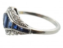 Art Deco Platinum Sapphire & Diamond Ring