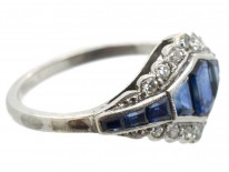 Art Deco Platinum Sapphire & Diamond Ring