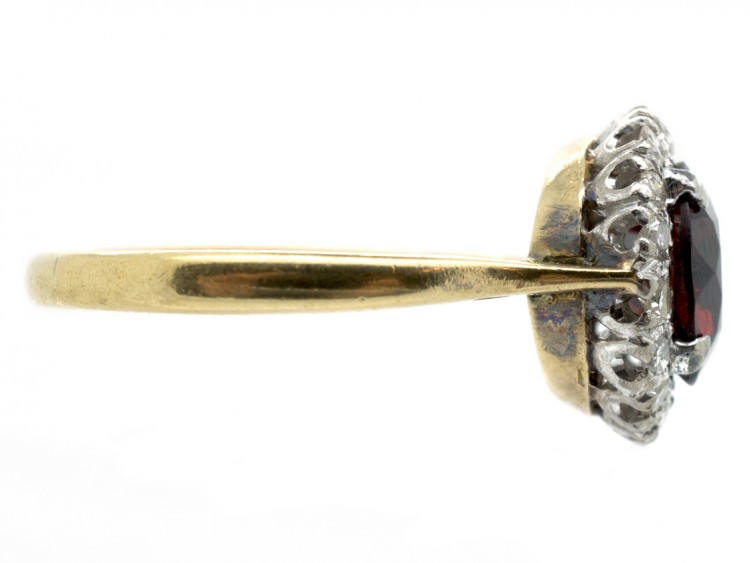 Edwardian Garnet & Diamond Cluster Ring