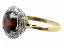 Edwardian Garnet & Diamond Cluster Ring