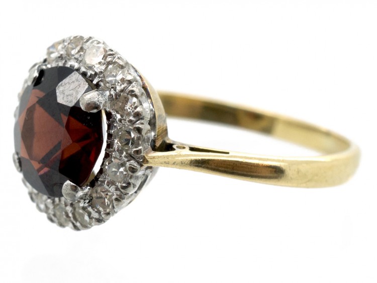 Edwardian Garnet & Diamond Cluster Ring