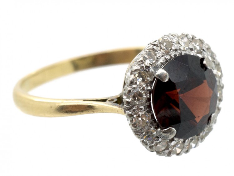 Edwardian Garnet & Diamond Cluster Ring