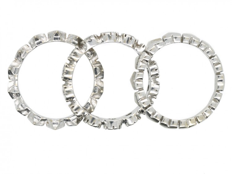 Triple Diamond & 18ct White Gold Hearts Eternity Ring