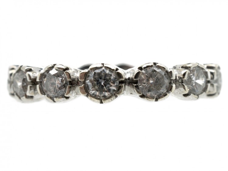 Triple Diamond & 18ct White Gold Hearts Eternity Ring