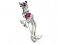 18ct White Gold Gem Set Exotic Bird Brooch