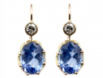 Edwardian 18ct Gold Ceylon Sapphire & Diamond Earrings