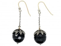 Edwardian Sardonyx & Diamond Drop Earrings