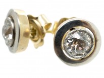 Art Deco 18ct White & Yellow Gold Solitaire Earrings