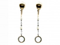 Edwardian Aquamarine & Natural Pearl Drop Earrings