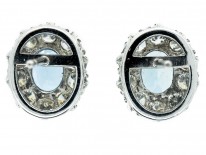 18ct Gold Aquamarine & Diamond Cluster Earrings