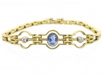 Ceylon Sapphire & Diamond 18ct Gold Bracelet