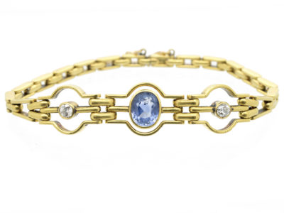 Ceylon Sapphire & Diamond 18ct Gold Bracelet