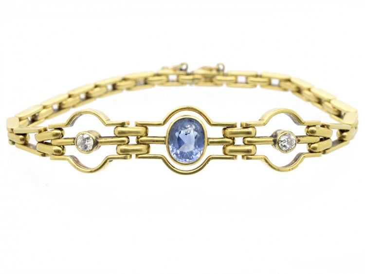 Ceylon Sapphire & Diamond 18ct Gold Bracelet
