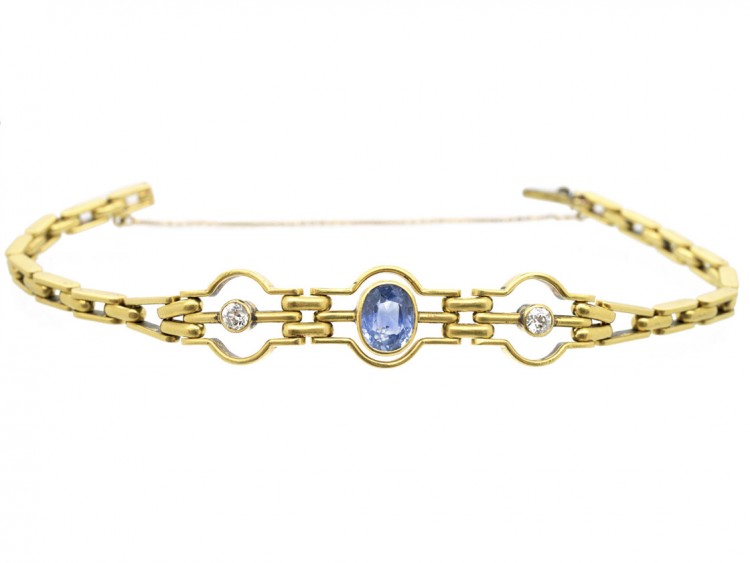 Ceylon Sapphire & Diamond 18ct Gold Bracelet