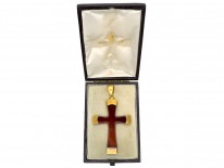 Victorian 18ct Gold & Blonde Tortoiseshell Cross in the Original Case
