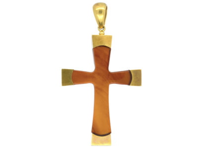 Victorian 18ct Gold & Blonde Tortoiseshell Cross in the Original Case