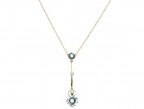 Art Deco Aquamarine ​& Pearl Pendant in Original Case