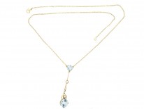 Art Deco Aquamarine ​& Pearl Pendant in Original Case