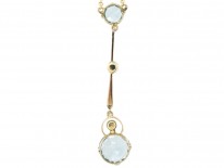 Art Deco Aquamarine ​& Pearl Pendant in Original Case