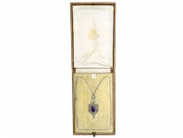 Edwardian Amethyst Diamond & Pearl Platinum Necklace in Original Case