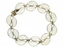 Silver & White Enamel Leaf Bracelet by Willy Winnaes for David Andersen