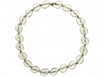 Silver ​& White Enamel Leaf Necklace by Willy Winnaes for David Andersen