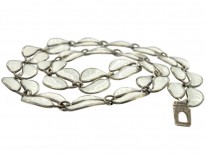 Silver ​& White Enamel Leaf Necklace by Willy Winnaes for David Andersen