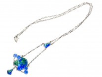 Art Nouveau Silver & Enamel Pendant on Chain by Charles Horner