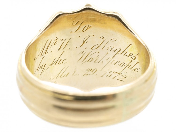 Victorian 18ct Gold Signet Ring Set With a Shield Shaped Bloodstone