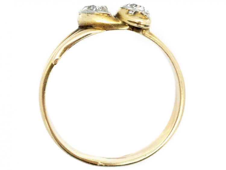 Edwardian 18ct Gold, Platinum & Diamond Double Snake Ring